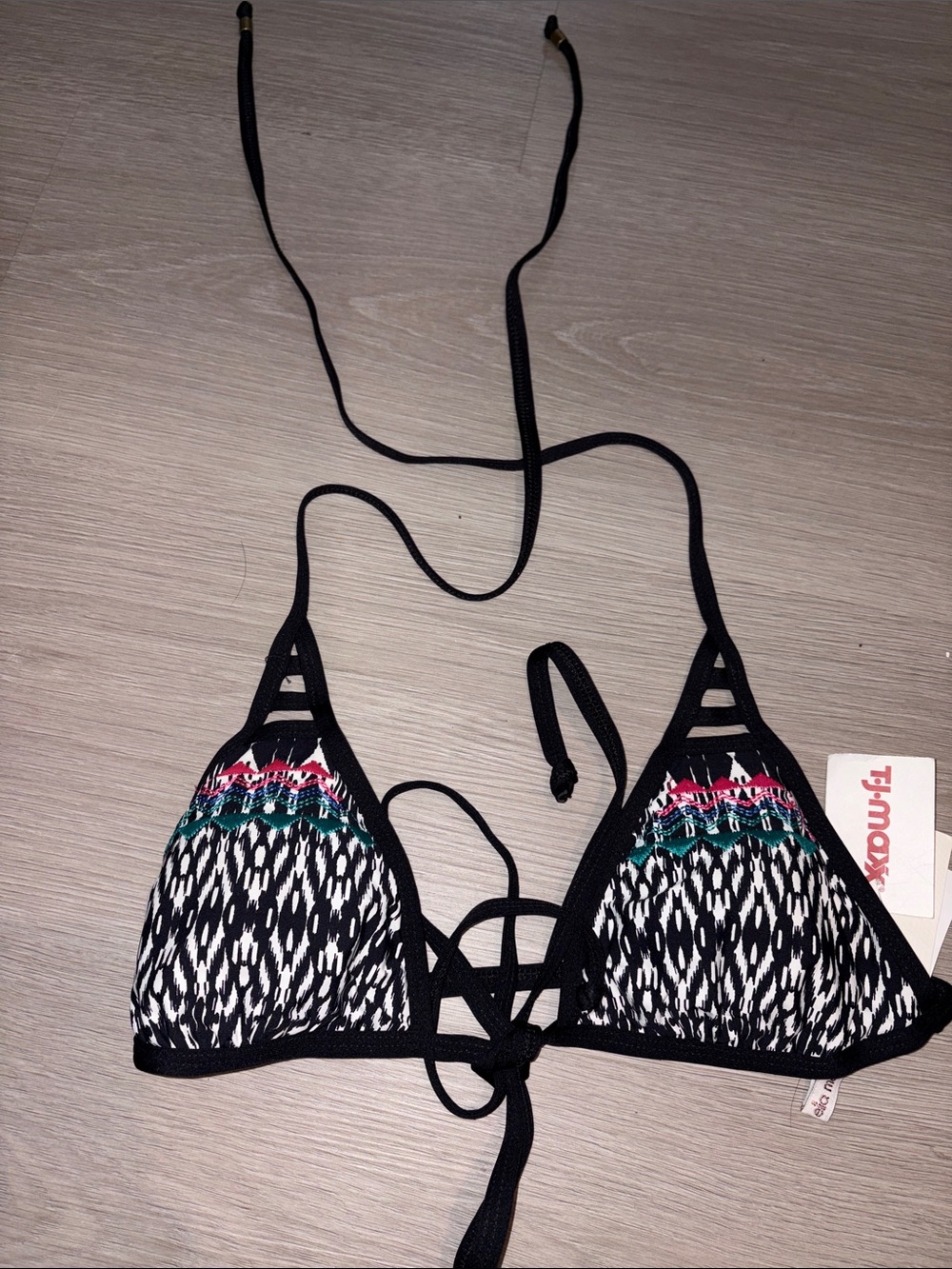 Ella Moss Black Triangle Bikini Top with Subtle Strap Detail